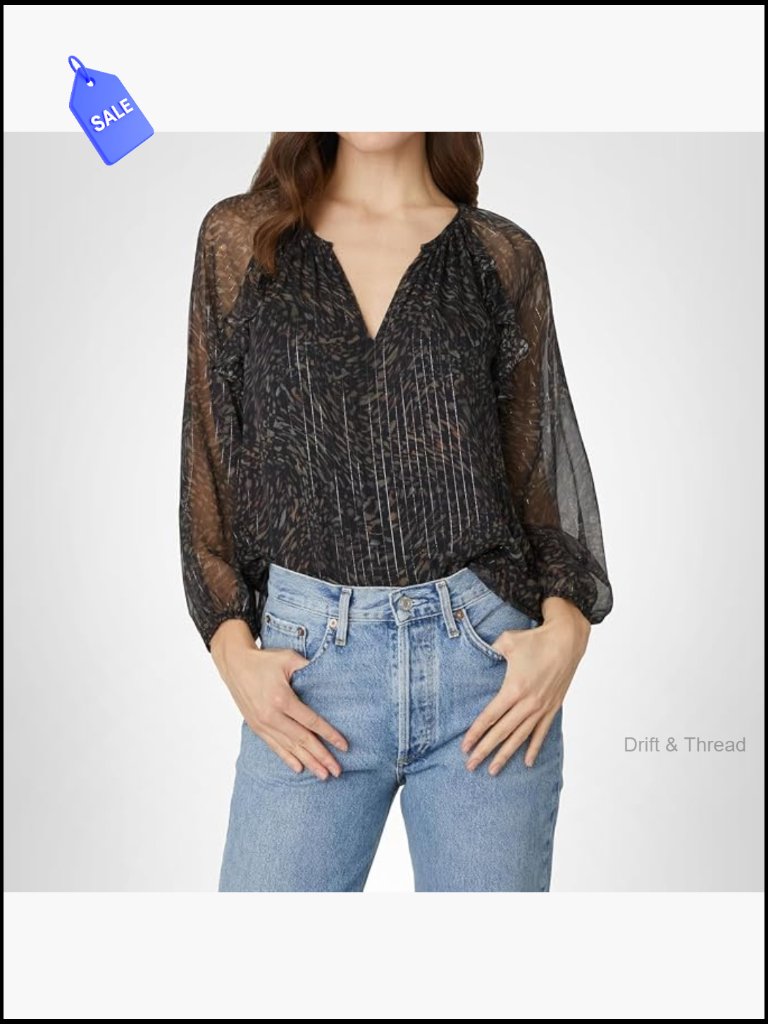 Chiffon Leopard Print Blouson Sleeve Top